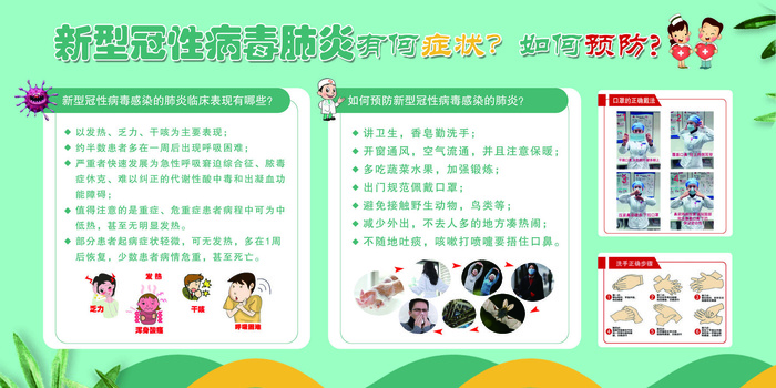 预防新冠战胜疫情宣传展板psd模版下载