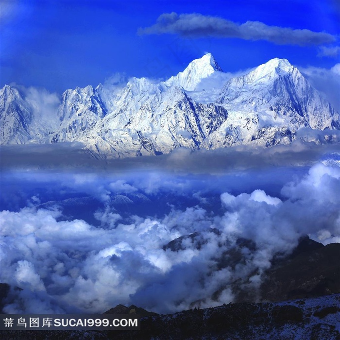 四川牛背山雪山风景素材