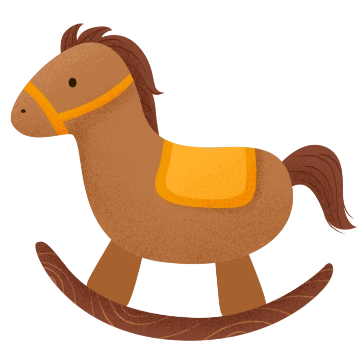 木马玩具剪贴画儿童节幼儿园插画