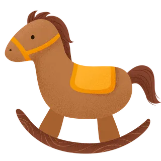 木马玩具剪贴画儿童节幼儿园插画