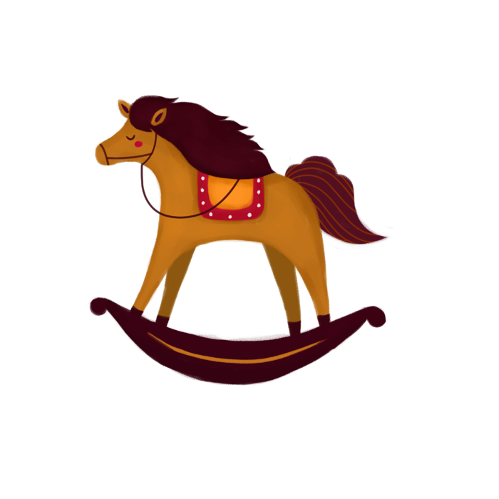 木马玩具剪贴画儿童节幼儿园插画