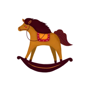 木马玩具剪贴画儿童节幼儿园插画