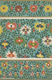 蓝色调鲜花中式传统纹样集锦中国风图片