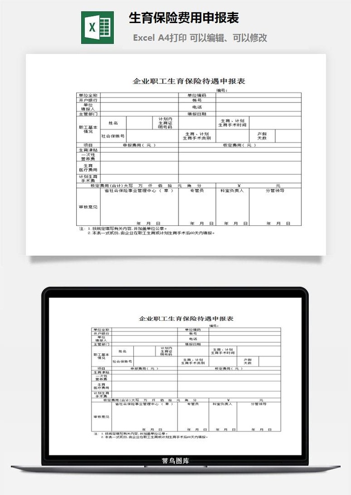 生育保险费用申报表excel模板