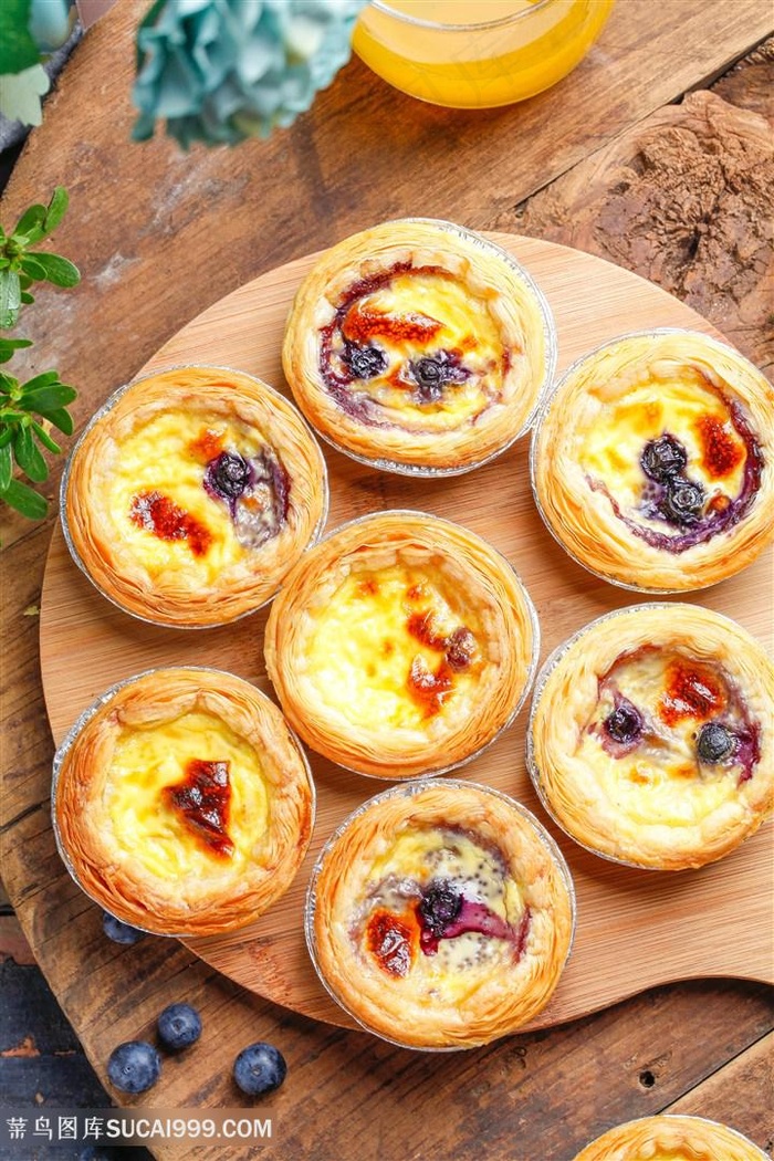 水果蓝莓蛋挞摄影高清图糕点图片