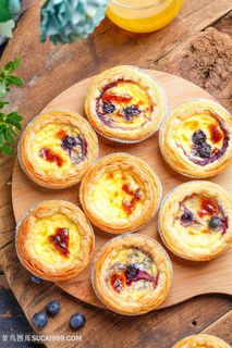 水果蓝莓蛋挞摄影高清图糕点图片