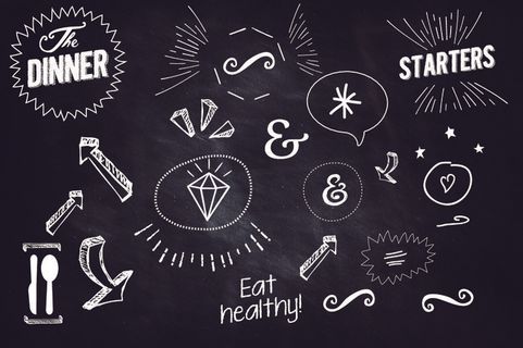 手绘黑白饮食饭店背景