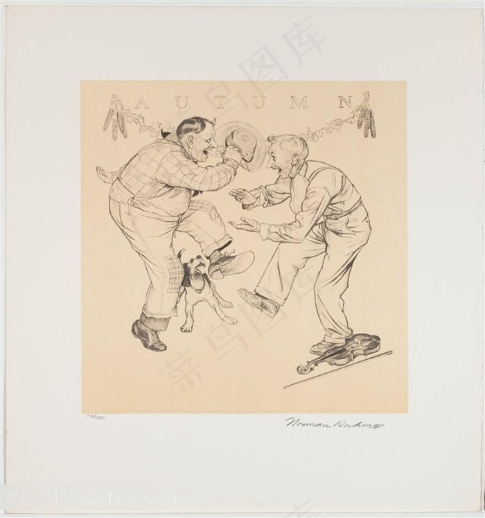 诺曼 · 洛克威尔手绘跳舞装饰画