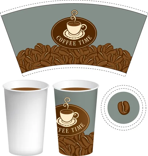 纸质咖啡杯子包装图案创意矢量素材eps,ai矢量模版下载