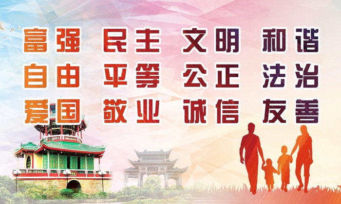 *核心价值观宣传展板画面cdr矢量模版下载
