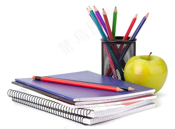 本子铅笔苹果素材