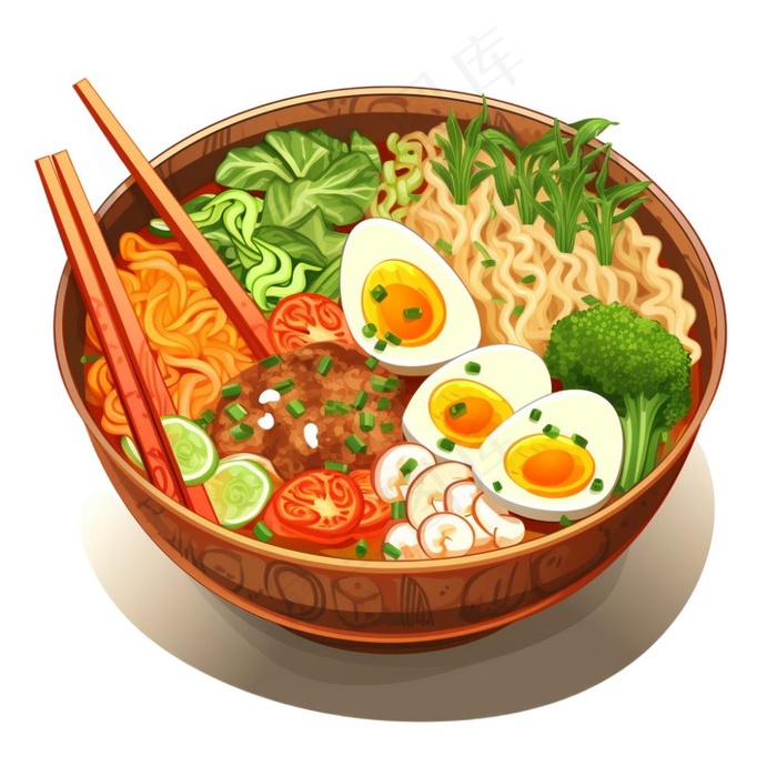 面条泡面美食插画免抠(1024x1024)