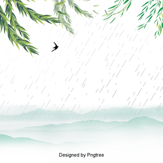 春天绿色春季水墨柳树柳条柳叶春季海报设计PNG免扣素材