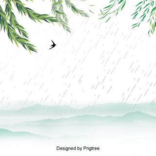 春天绿色春季水墨柳树柳条柳叶春季海报设计PNG免扣素材