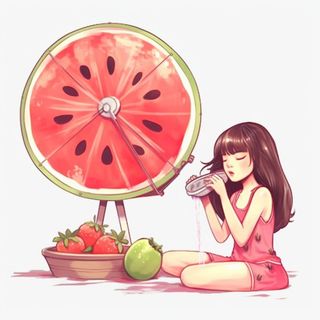 夏日女孩西瓜风扇背景