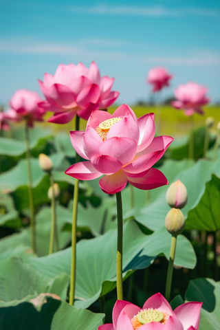 荷花莲花荷叶池摄影图