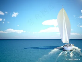 海面上的一艘帆船图片
