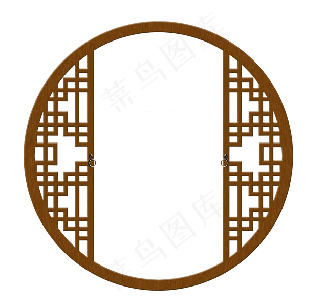 圆形窗户木色素材栅栏