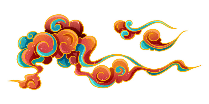 中国风中式国潮敦煌云纹祥云插画图案云朵云彩元素PSDAI设计素材