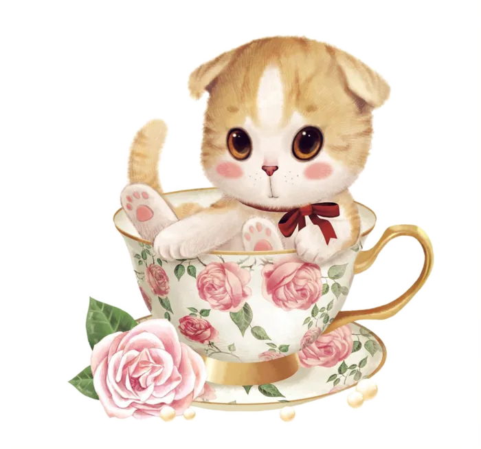 猫咪花朵卡通