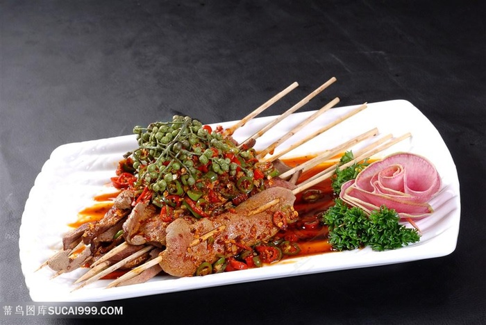 串烧猪肝的美食图片