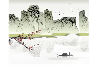 中国山水画水墨图案素材20