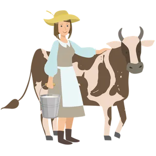 奶牛饲养卡通