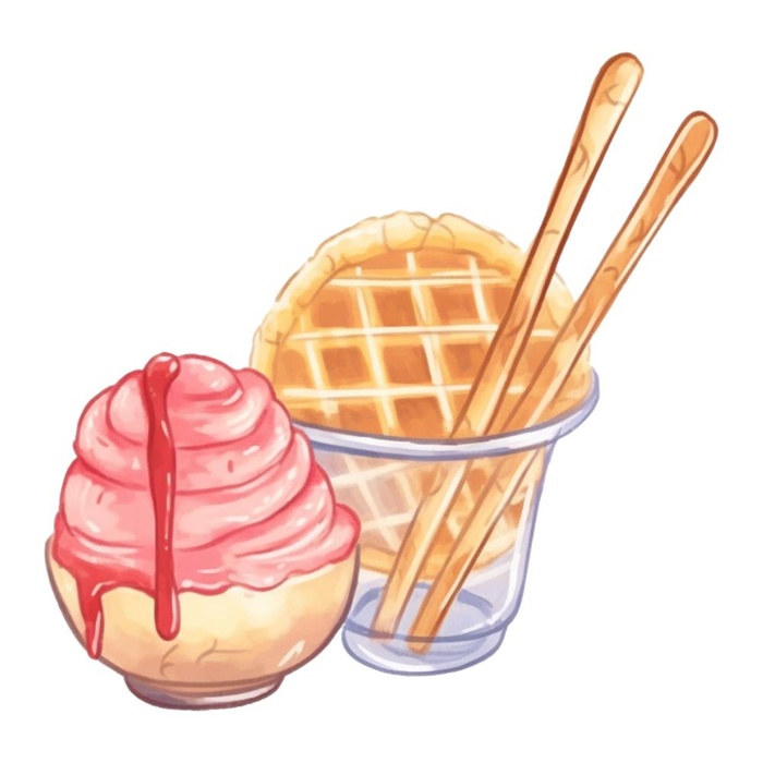 冰冻雪糕美食水彩插画(1024x1024)