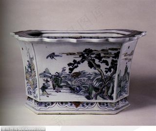 中华传统-山水画的瓷罐