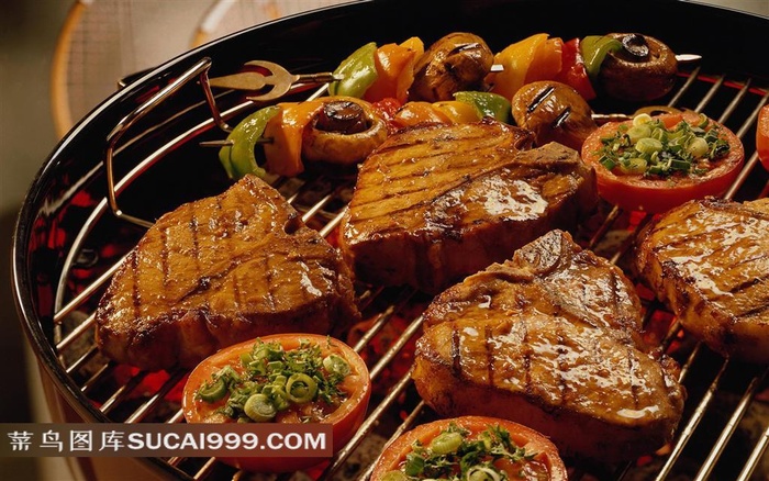 烧烤美食烤肉烤番茄