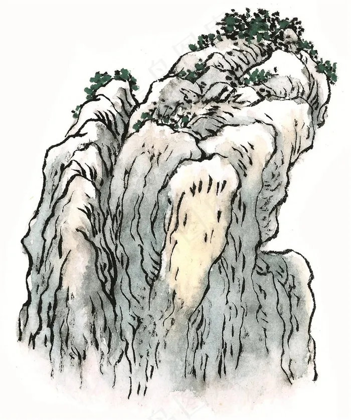 山石工笔素材