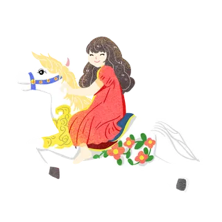 木马玩具剪贴画儿童节幼儿园插画