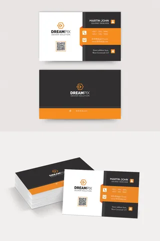 名片  实体模型  卡片  橙色  公司 橙色  访问  psd