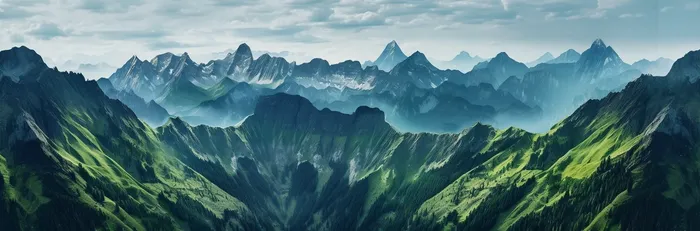 崇山峻岭巍峨的山脉摄影图(5664x1872)