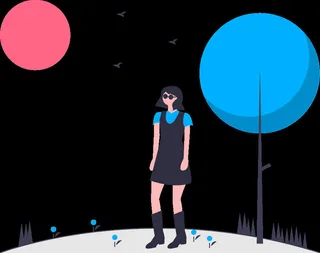 2.5d夜晚插画小图标素材