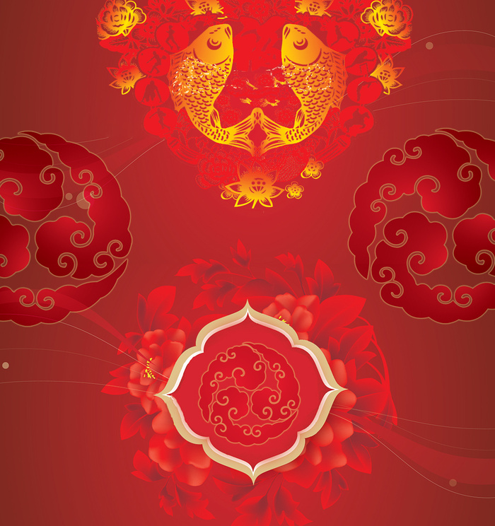 花好月圆牡丹红色曲线psd模版下载