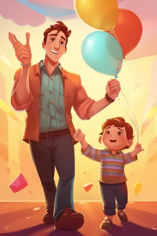 父亲带着孩子游玩