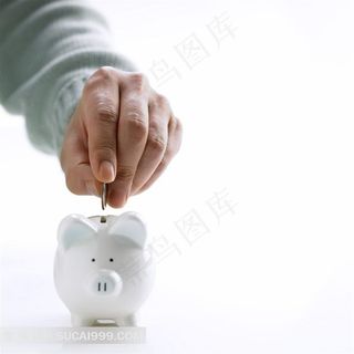 手放小猪存钱罐高清素材