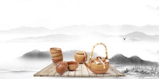 中国风传统水墨古风古典展板边框工笔画PS海报背景平面设计素材