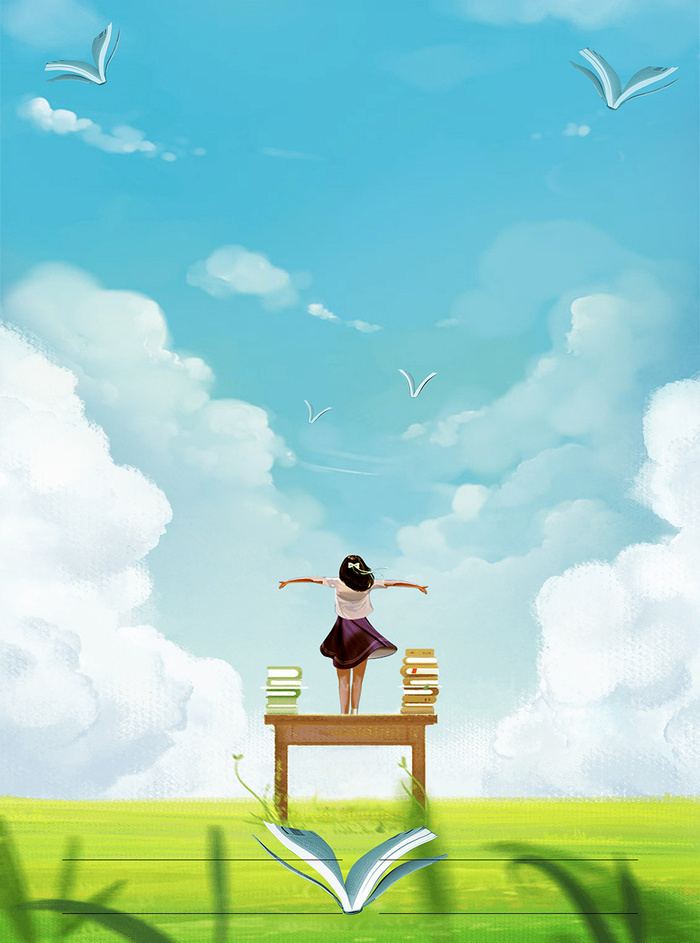 拥抱青春白衣飘飘浪漫背景