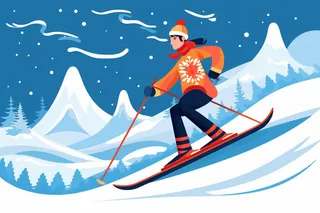 冬季滑雪卡通插画素材背景