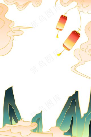 国潮手绘相框psd分层模板