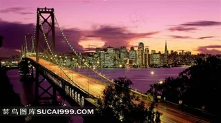 旧金山湾跨海大桥夜景壁纸