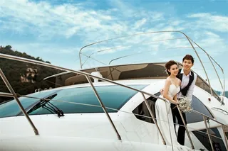 时尚恋人婚纱港口外拍写真图片