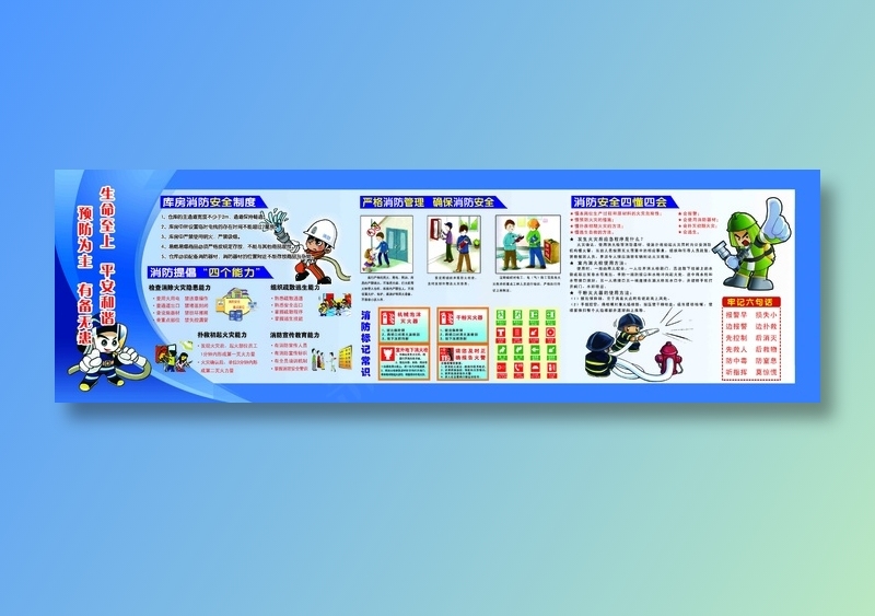 消防安全四懂四会psd模版下载