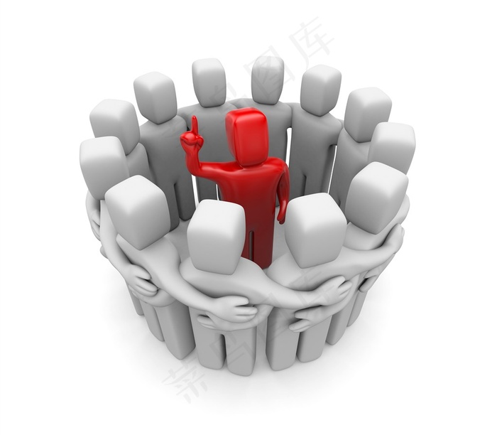 围成一圈听领导指示的立体小人