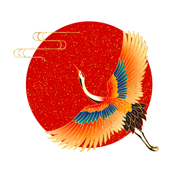 国潮仙鹤插画免扣素材设计素材