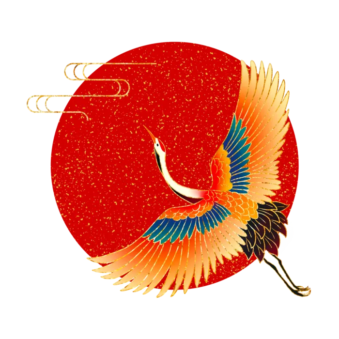 国潮仙鹤插画免扣素材设计素材