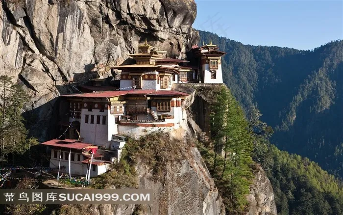 超大尺寸-不丹悬崖建筑高清壁纸素材