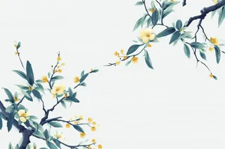 中国风简约淡雅蓝色枝叶背景